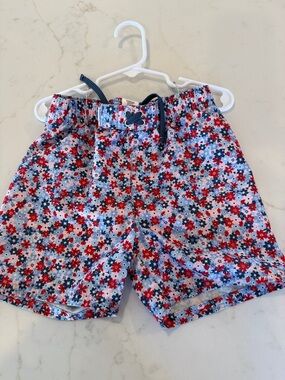 Kids Floral Swim Trunks in Red & Blue